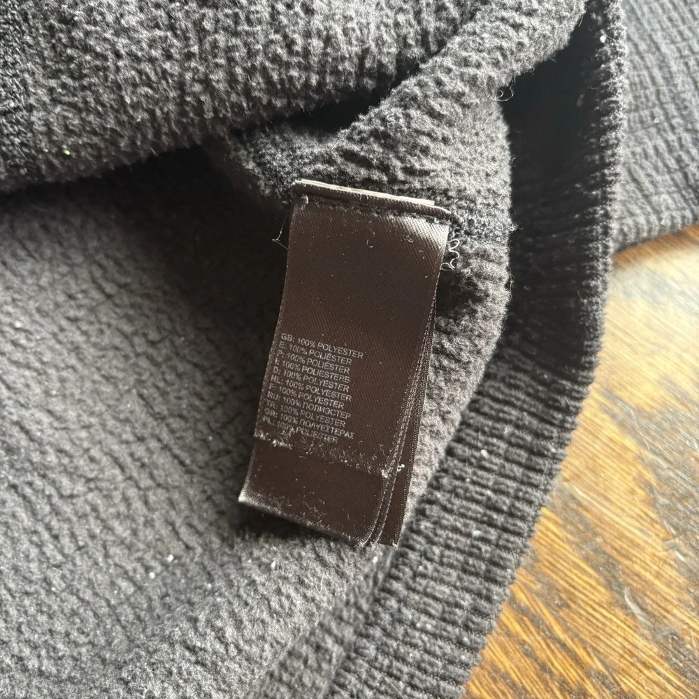 The North Face Grid Fleece 1/4 Zip Pullover Mens Large Black Waffle Knit Jacket